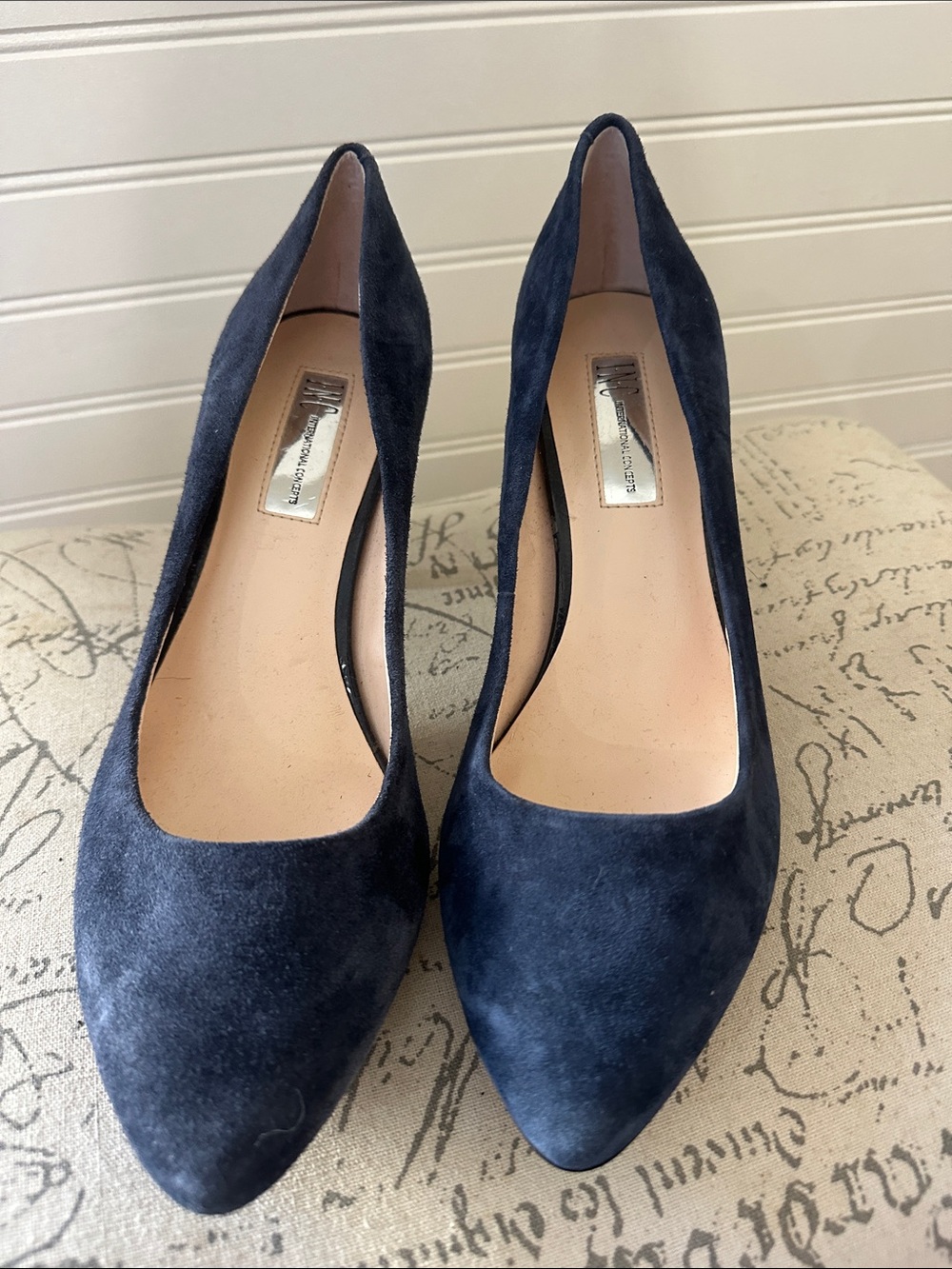 INC Suede Classic Pump Heel Shoe Navy 9